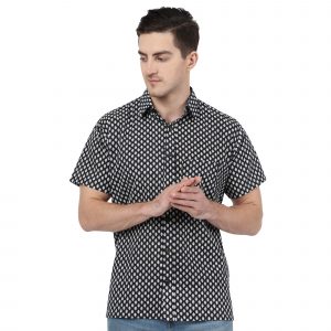 Men’s Jaipuri Hand Block Booti Print Cotton Half Sleeve Shirt