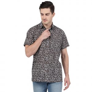 Men’s Jaipuri Hand Block Jaal Print Cotton Half Sleeve Shirt