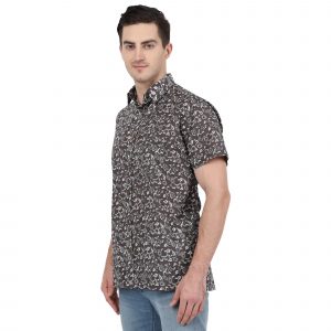 Men’s Jaipuri Hand Block Jaal Print Cotton Half Sleeve Shirt