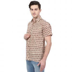 Men’s Rajasthani Hand Block Print Cotton Half Sleeve Shirt