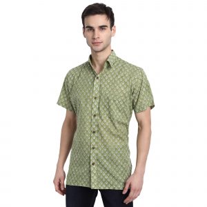 Men’s Jaipuri Hand Block Print Boota Regular Fit Half Sleeve Shirt