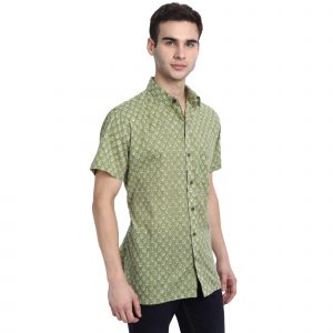 Men’s Jaipuri Hand Block Print Boota Regular Fit Half Sleeve Shirt