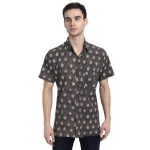 Men’s Jaipuri Hand Block Print Boota Regular Fit Half Sleeve Shirt